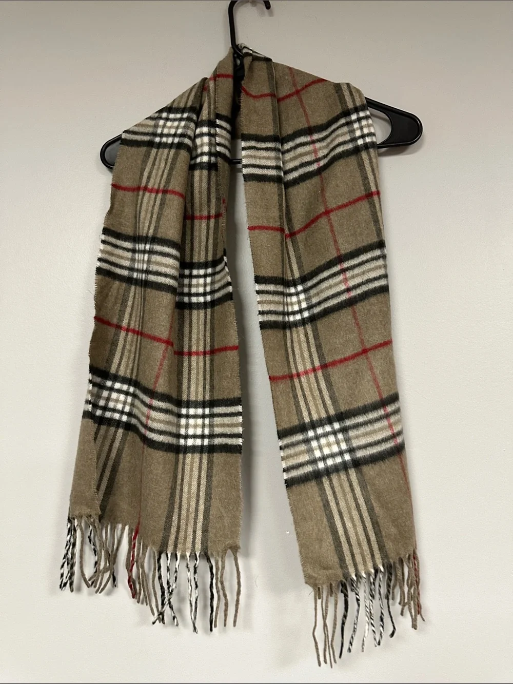 Plaid Super Soft Tan & Red Plaid Winter Scarf Unisex
